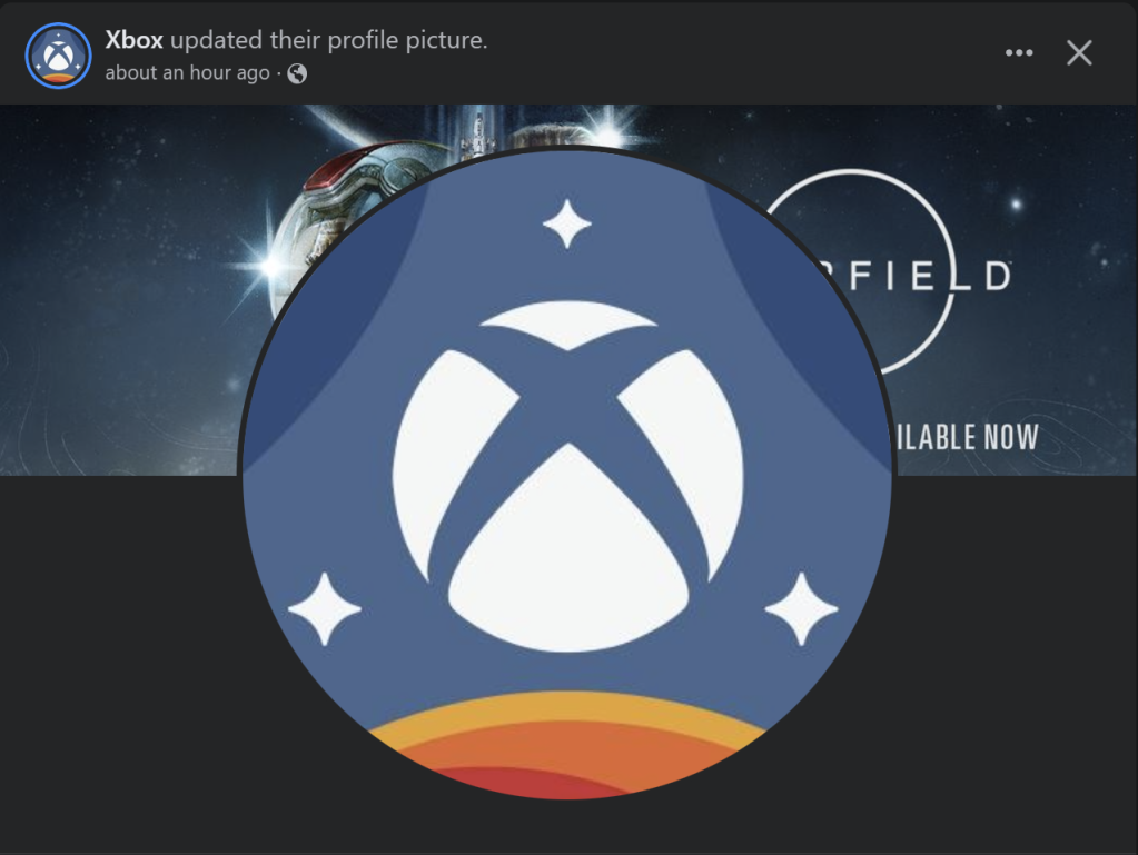 The Xbox Facebook profile was changed to reflect the Starfield logo today